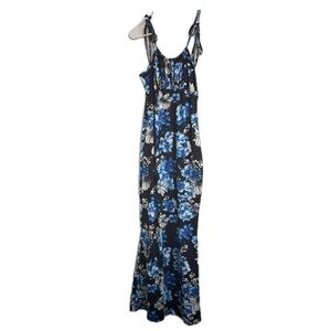 Floral Blue and Black Maxi Dress NWT